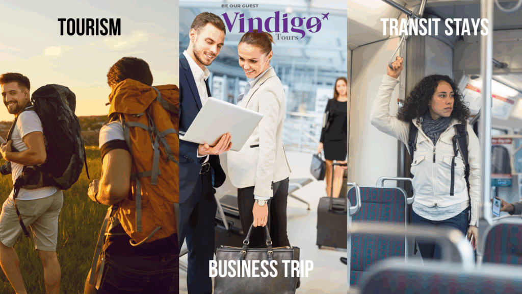tourism, business trip and transit stay
